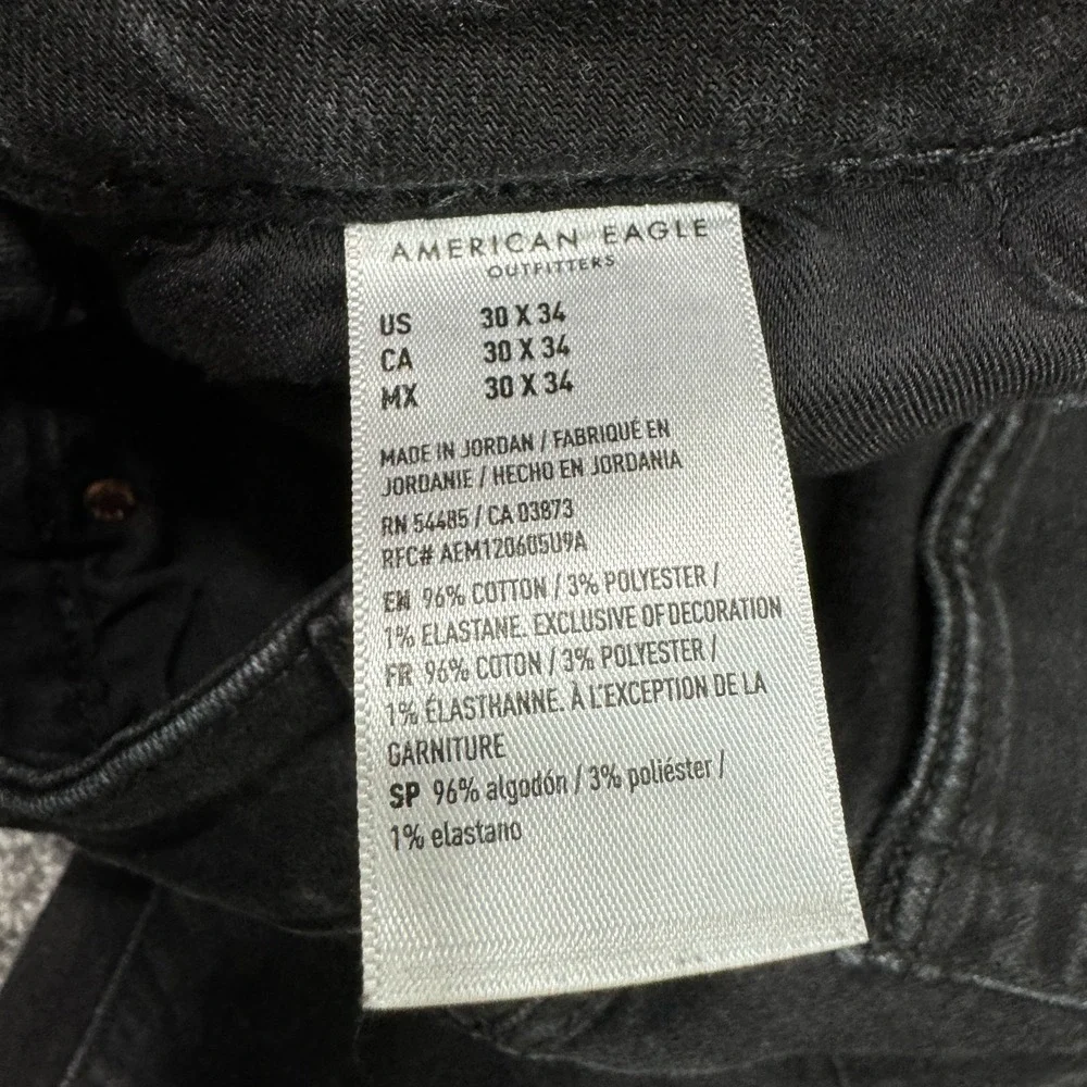 American Eagle Jeans Mens 30x34 Black Athletic Skinny Airflex+ Medium Wash Denim